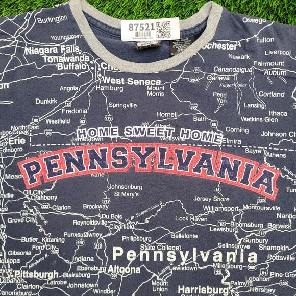 Pennsylvania City Map Shirt Large 23x27 Blue White AOP - Picture 10 of 13